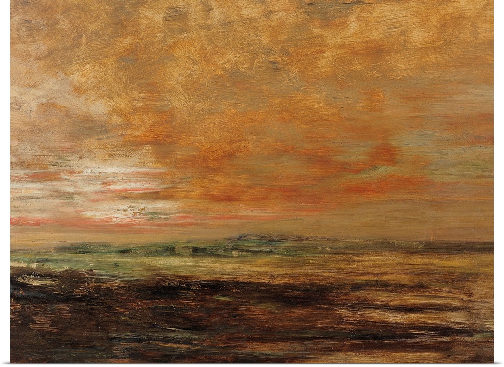 A landscape painting of the sky and horizion at sunset.