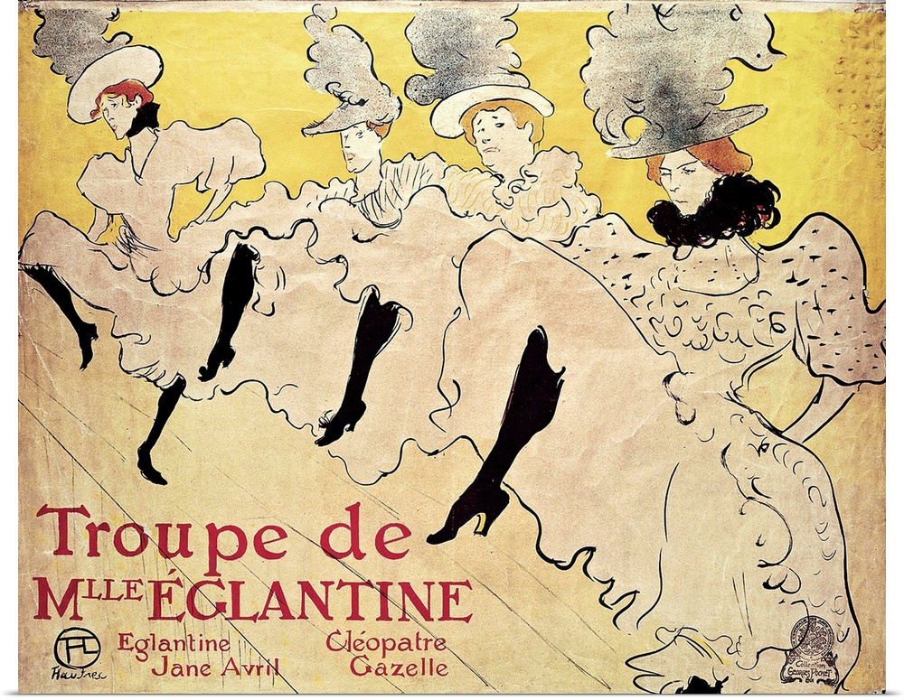 La Troupe de Mlle Eglantine, 1896 Chalk lithograph with brush and spatter, in three colours, 61,7 x 80,4 cm