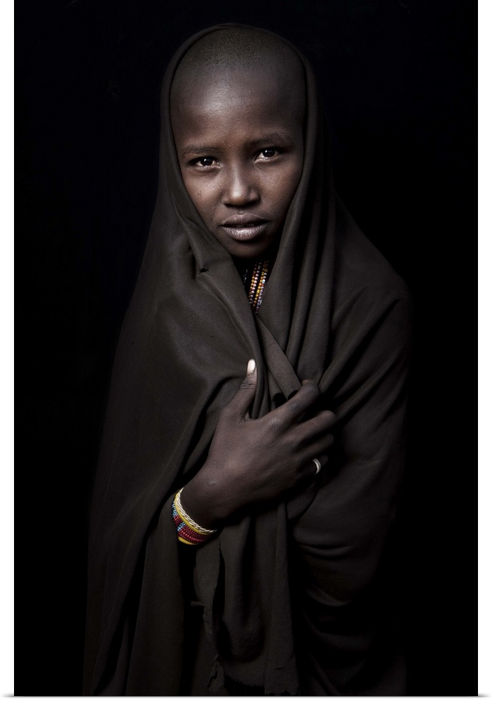 Portrait of a young Ethiopian girl wearing a veil.