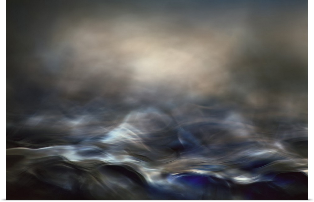 Abstract digital art resembling waves of water at night.