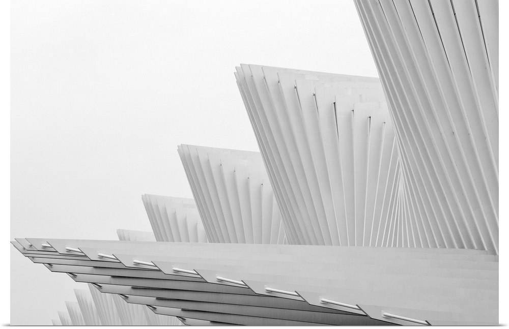 Interesting abstract architecture against a foggy white background.