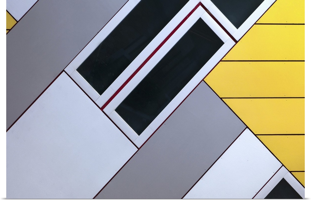 Abstract photo of the colorful panels on one of the Cubic Houses in Rotterdam, Netherlands.