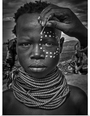 Painting The Face Of A Karo Tribe Girl (Omo Valley-Ethiopia)