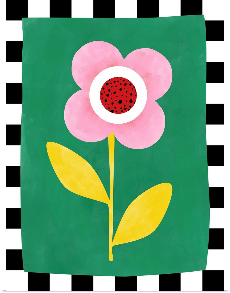 Pink Flower With Yellow Leaves