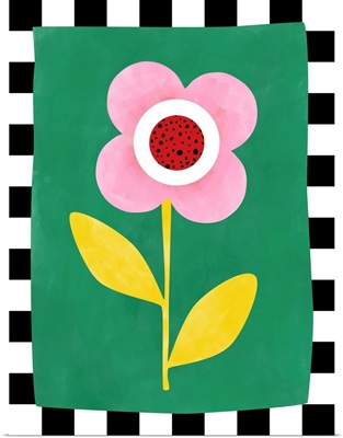 Pink Flower With Yellow Leaves