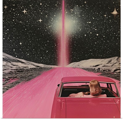 Pink Vintage Car In Space 3