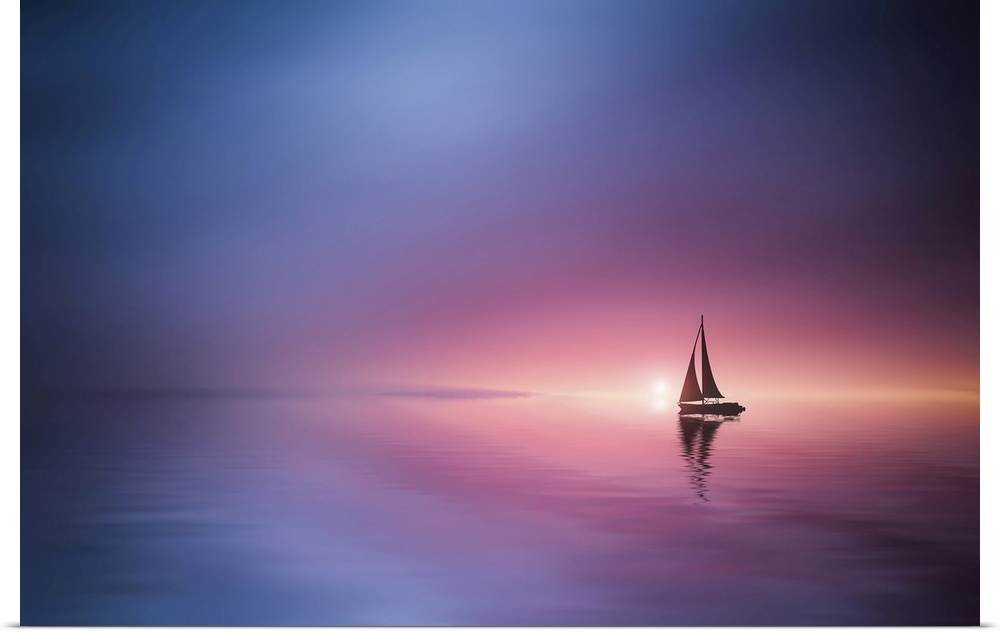 Sailing Across The Lake Toward The Sunset