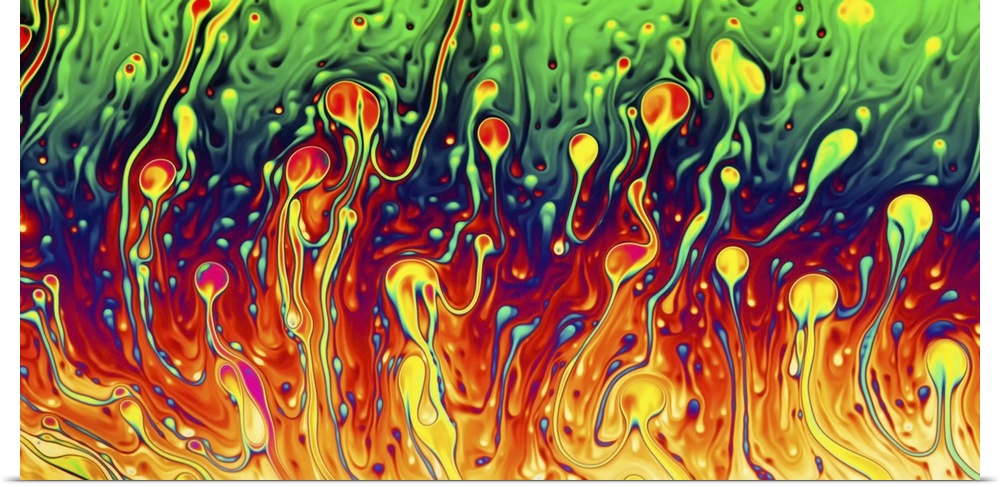 Abstract image of soap bubbles with enhanced rainbow colors.