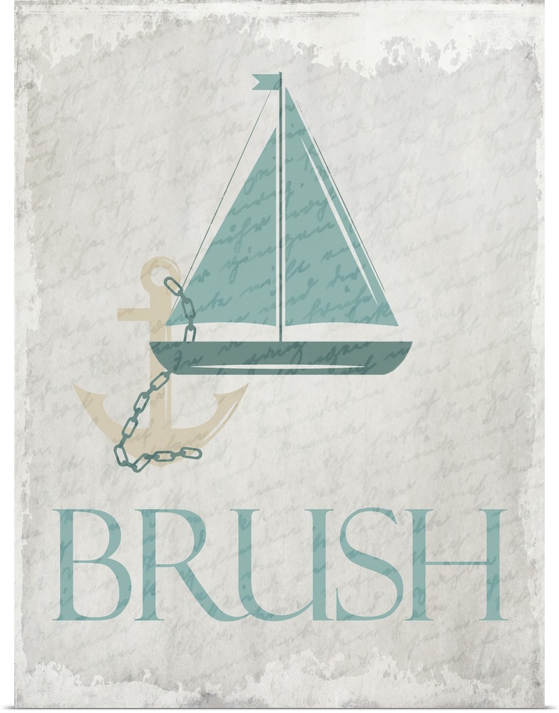 "Brush" nautical bathroom art