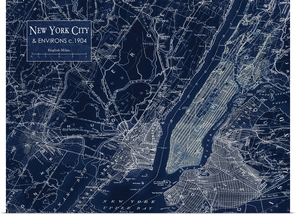 Rustic contemporary art map of New York City districts, in cool tones.