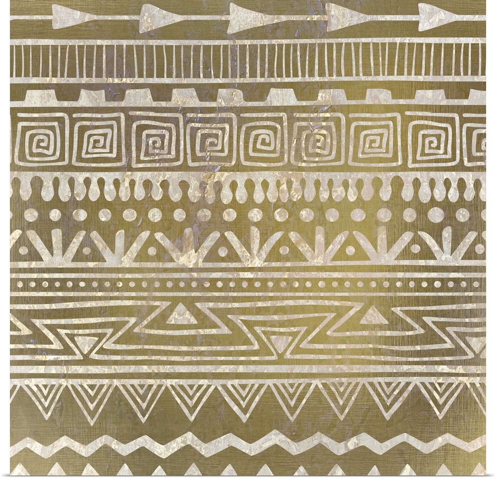 Golden tribal style design in a geometric pattern.