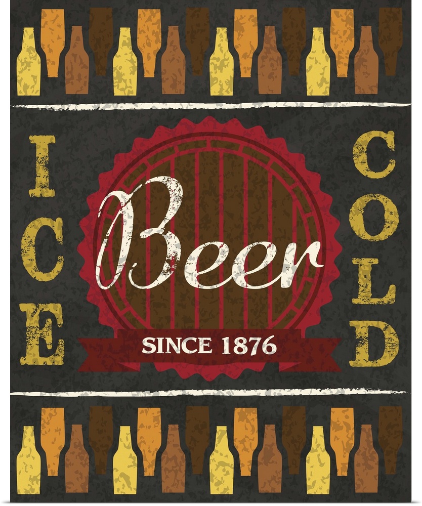 Chalkboard style artwork featuring the text "Ice Cold Beer since 1876."