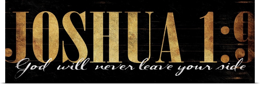 The verse "God will never leave your side" under the passage number in gold lettering.