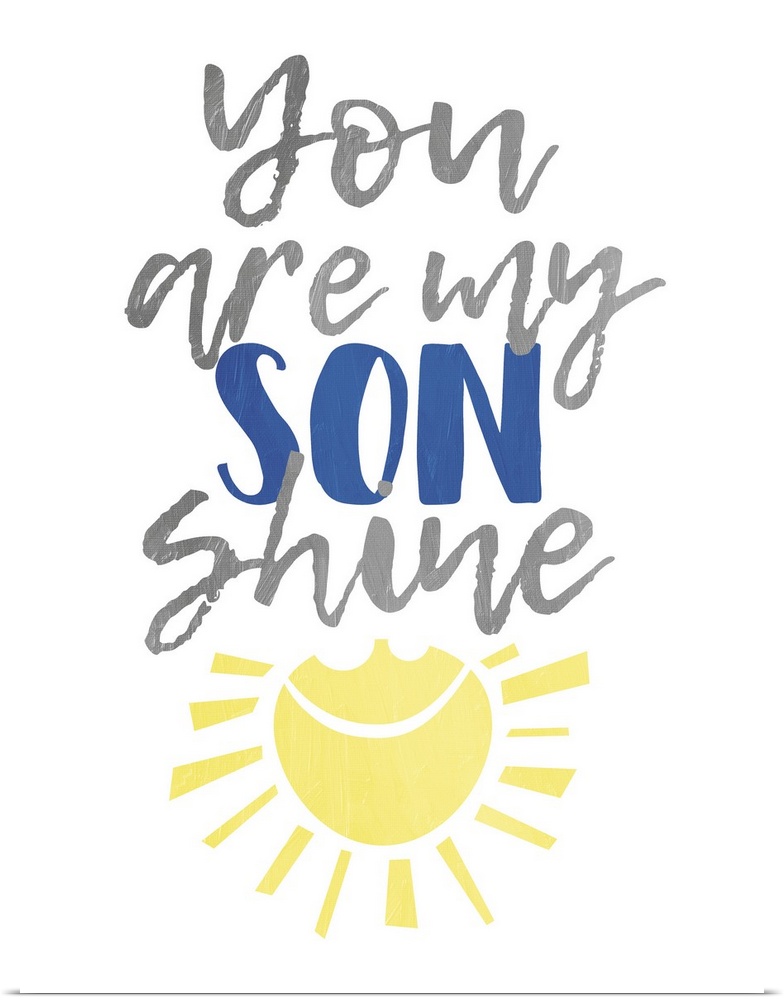 Children's typography artwork with a sunshine design, for a boy's room.