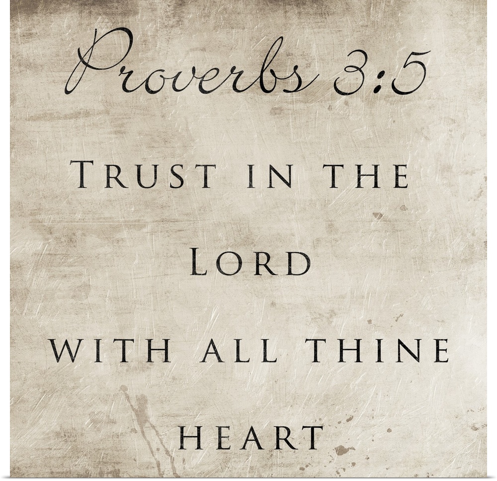 Typography art of the Bible verse Proverbs 3:5.