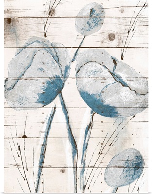 White Wood Blue Florals I