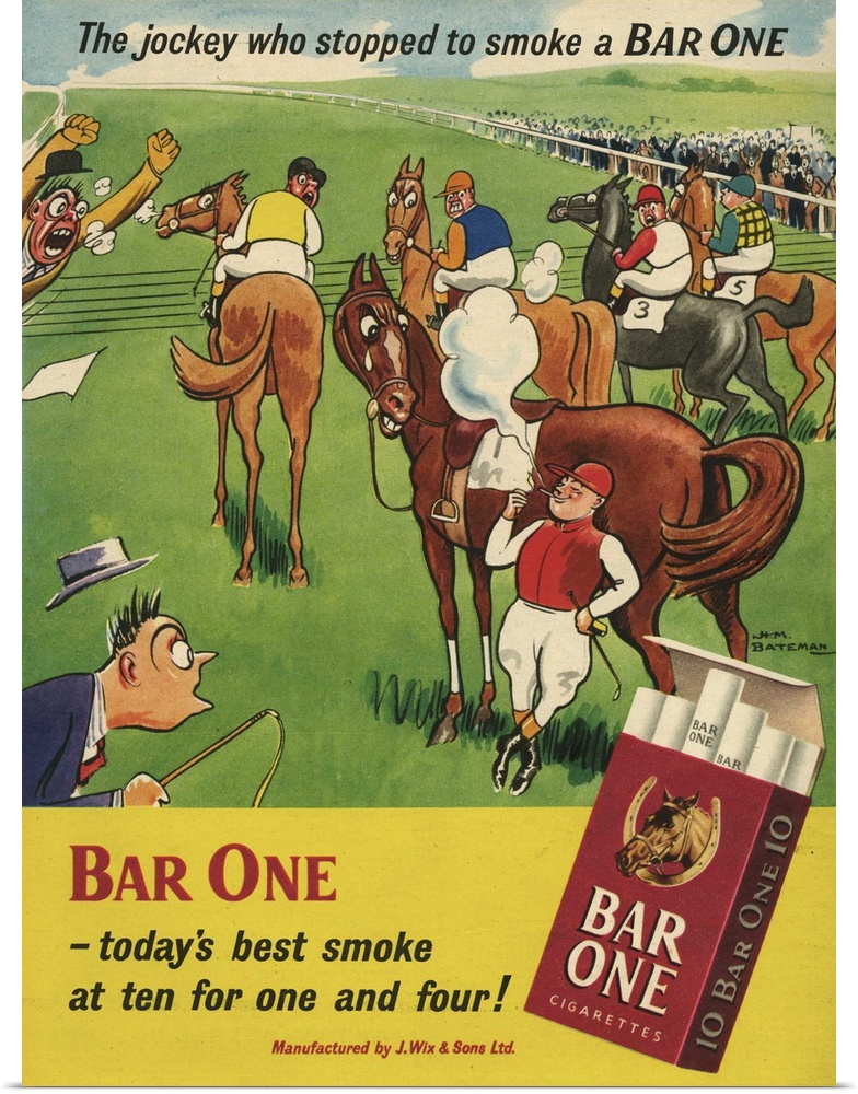 Bar One .1952.1950s.UK.horses racing humour  h m bateman  ...