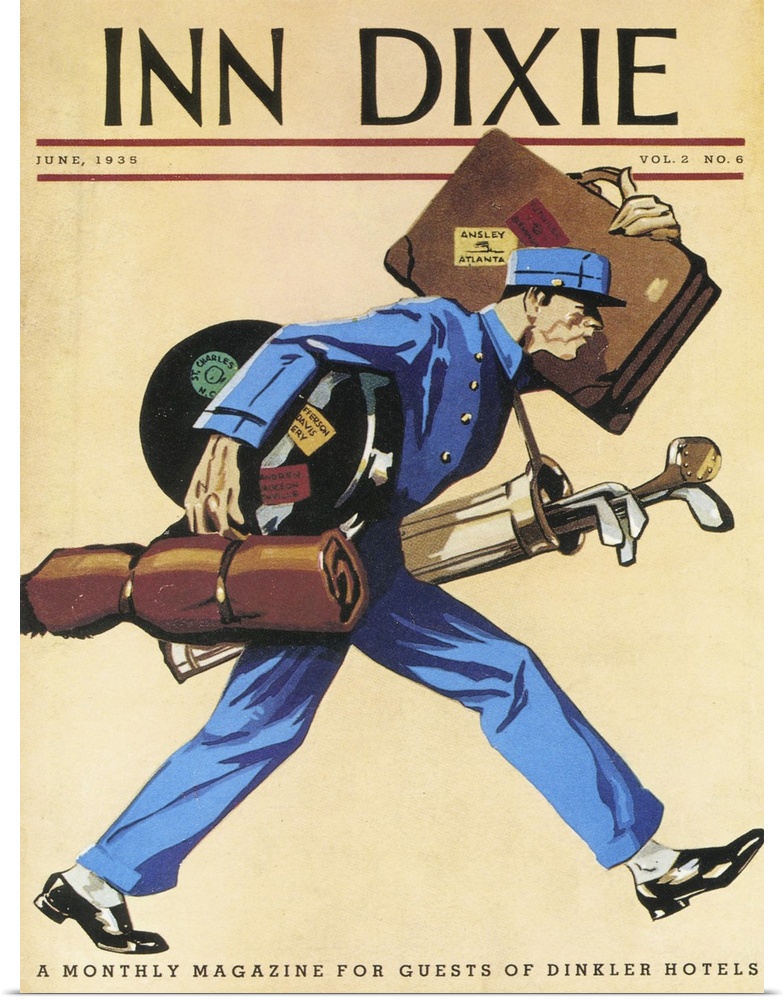 Inn Dixie.1930s.USA.golf luggage bell boys magazines...
