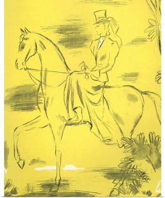 Woman On Horseback Wearing Top Hat