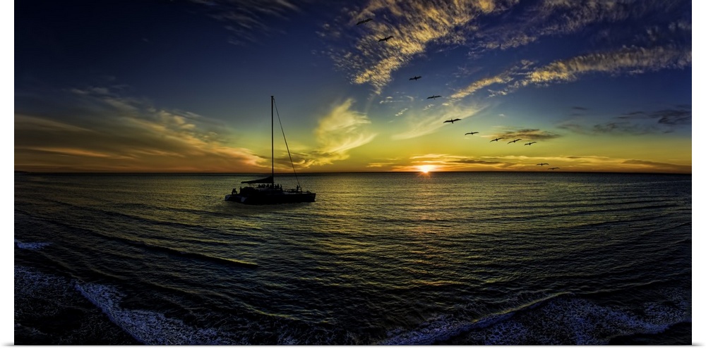 Catamaran at sunset in Southern California.