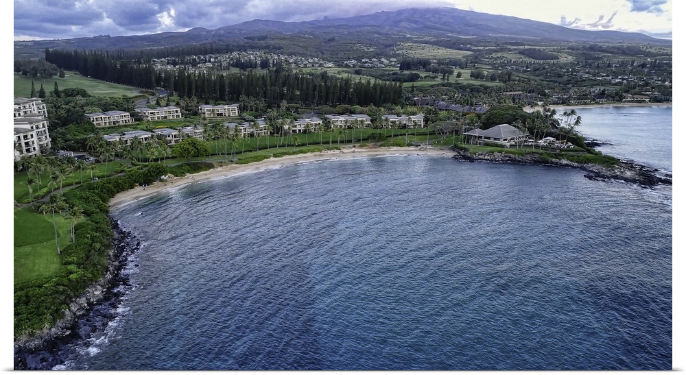 Stunning Kapalua Bay in Maui, Hawaii, USA. This is a 3 image aerial panoramic.