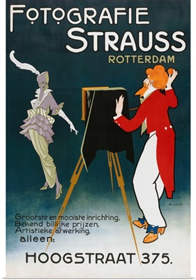 1914 Poster Advertising Fotografie Strauss In Rotterdam, Netherlands