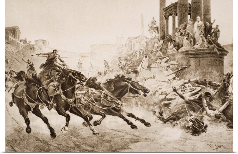 A Roman Chariot Race. From The Picture By U. Checa From The Book "The Outline Of History" By H. G. Wells, Volume 1, Publis...