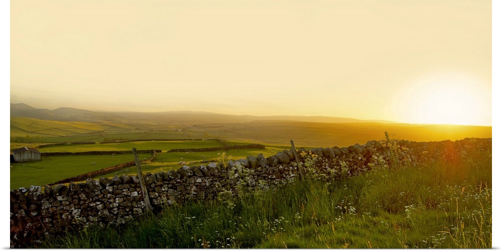 A view across the Yorkshire Dales at sunset.