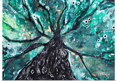 Abstract Watercolor Painting Of A Tree And Its Branches