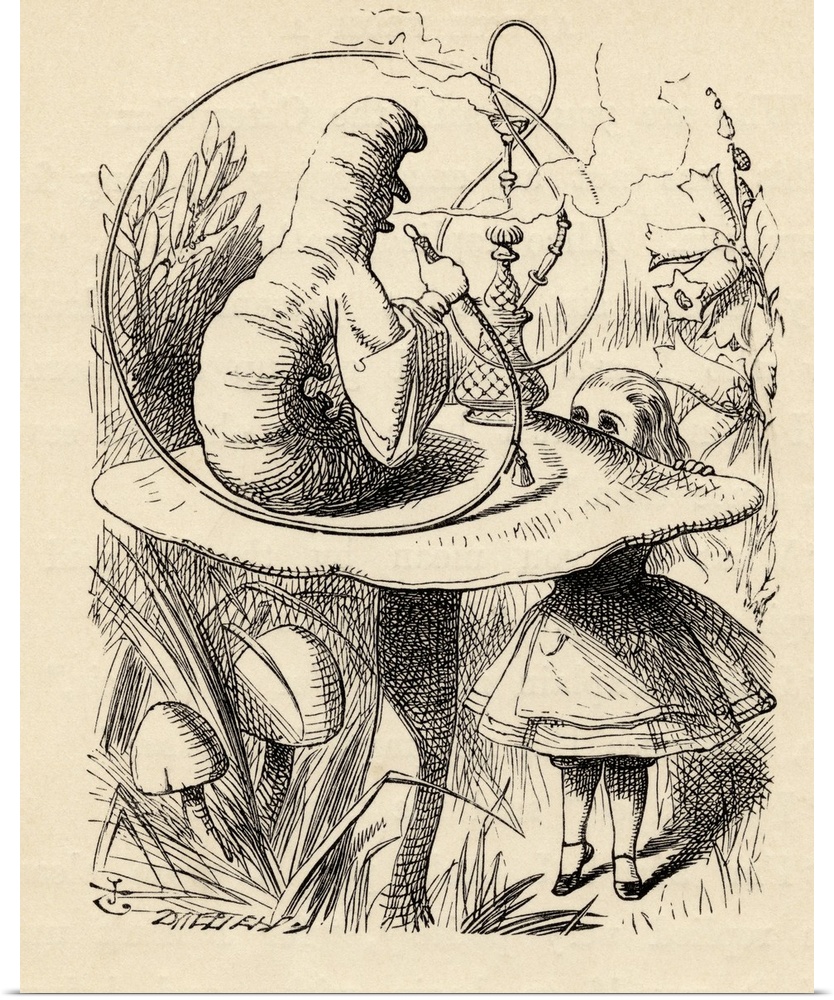 Advice From A Caterpillar. Illustration By John Tenniel From The Book "Alice's Adventures In Wonderland," By Lewis Carroll...