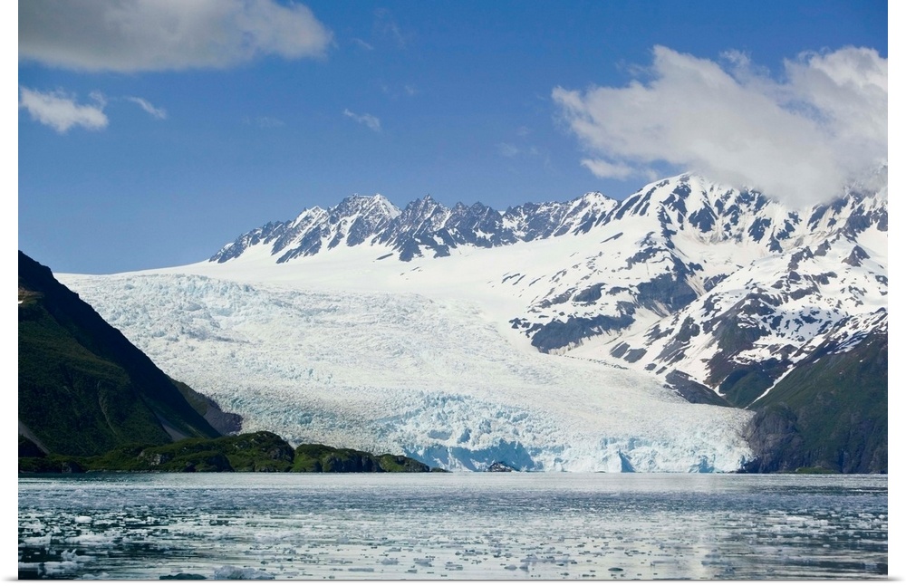 Aialik Glacier, where it calves into Aliak Bay, Spring, Kenai Fjords National Park, Alaska