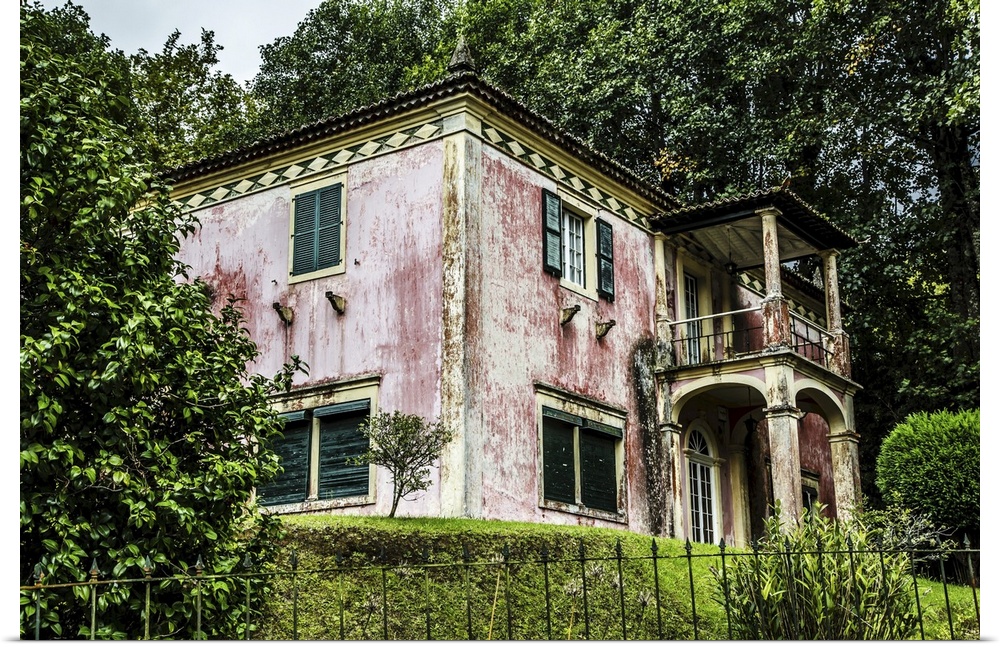 An Old House With Weathered Pink Facade, Furnas, Sao Miguel, Azores, Portugal