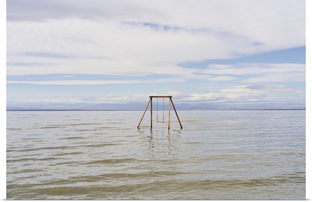 Artist installed swing set at Bombay Beach in the Salton Sea; Bombay Beach, California, United States of America