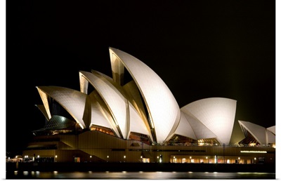 Australia, Sydney, A Night Scene Looking Across Sydney Harbor To The Iconic Opera House