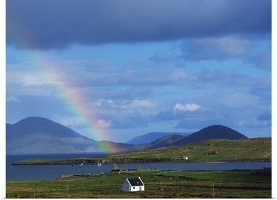 Ballinskellig, Ring Of Kerry, Co Kerry, Ireland; Rainbow Over A Landscape