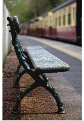 Bench On Train Platform; Yorkshire, England