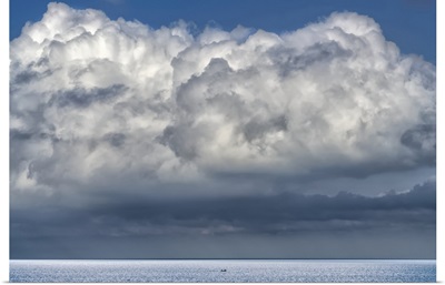 Billowing And Stormy Cloud Formations Over Ocean, South Shields, Tyne And Wear, England