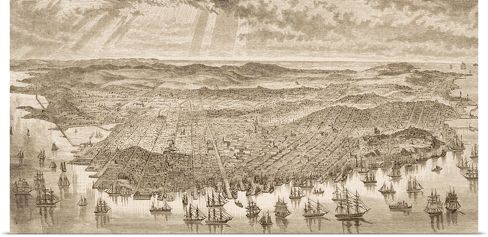 Bird's Eye View Of San Francisco, California In 1875. From "American Pictures Drawn With Pen And Pencil" By Rev Samuel Man...