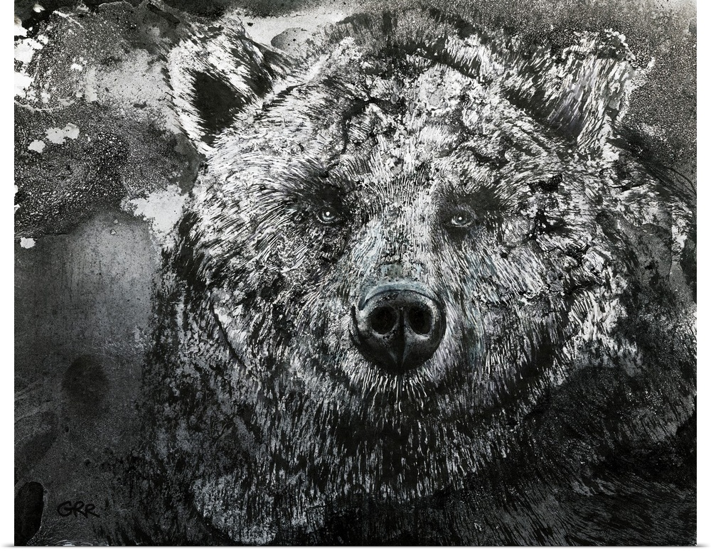 Black And White Illustration Of A Bear.