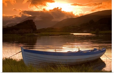 Boat At Sunset, Upper Lake, Killarney National Park, County Kerry, Ireland