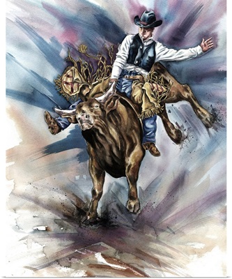 Bull Bucking His Rider