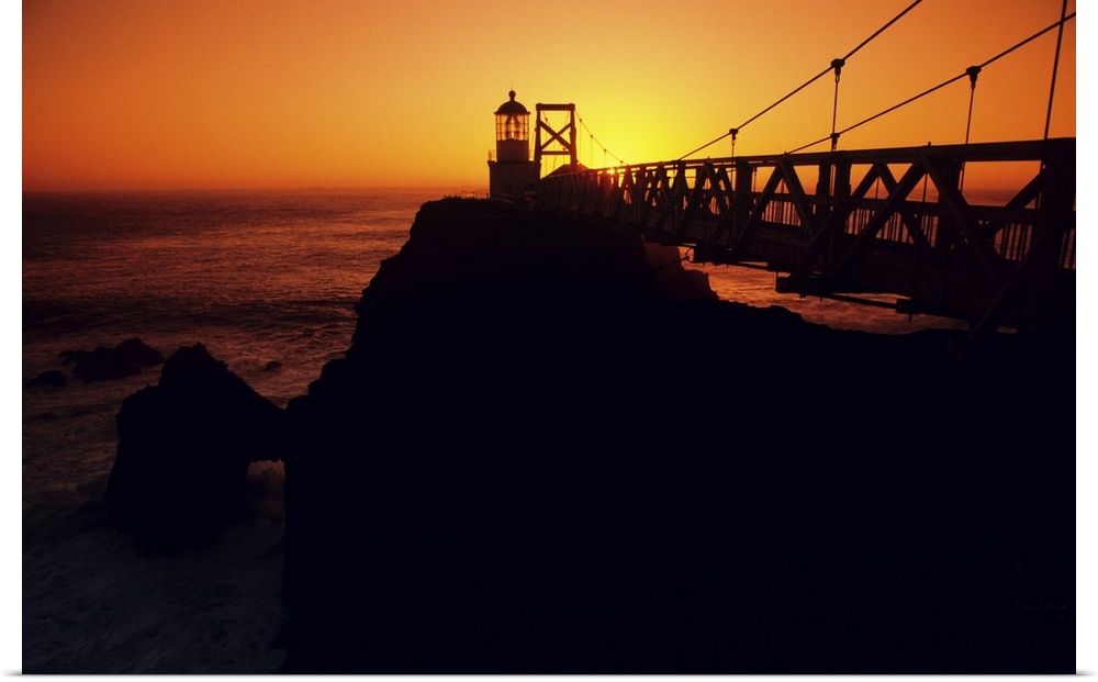 California, San Francisco Bay, Point Bonita Lighthouse At Sunset