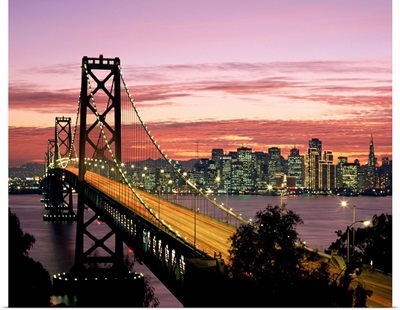 California, San Francisco, Sunset On Bay And Skyline