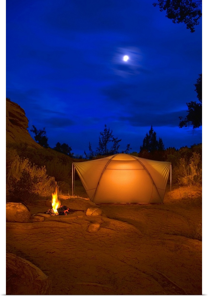 Camp Site At Night, Utah, Usa