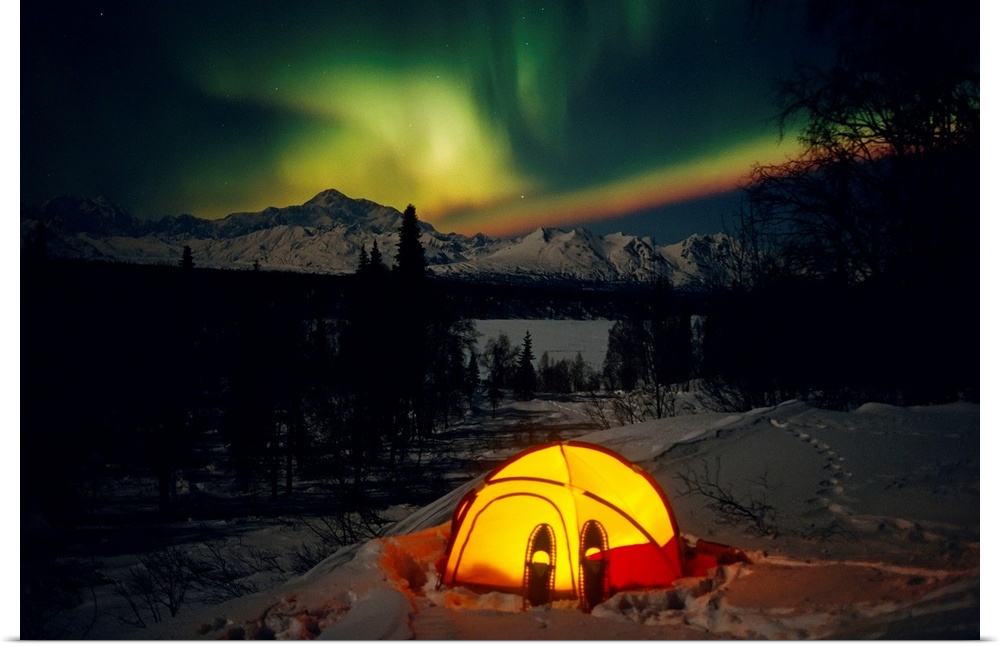 Camper's Tent Under The Northern Lights, Interior, Alaska