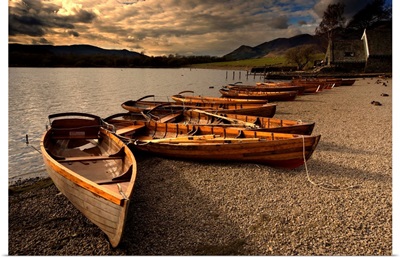 Canoes On The Shore, Keswick, Cumbria, England