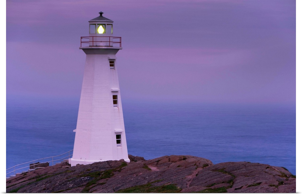 Cape Spear Lighthouse At Twilight, Avalon Peninsula, Newfoundland, Canada