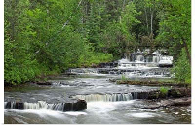 Cascading Falls Along A Creek; Thunder Bay, Ontario, Canada