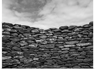 Close-Up Of A Stone Wall And Clouds In The Sky, Ballyferriter, County Kerry, Ireland