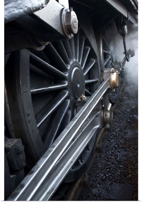 Close-Up Of Steam Engine Train Wheel